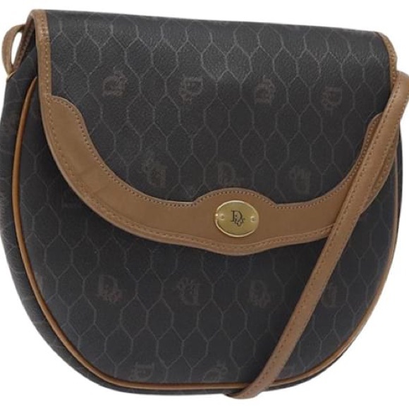 Vintage Christian Dior Honeycomb Canvas & Leather Flap Crossbody Bag - Picture 2 of 13